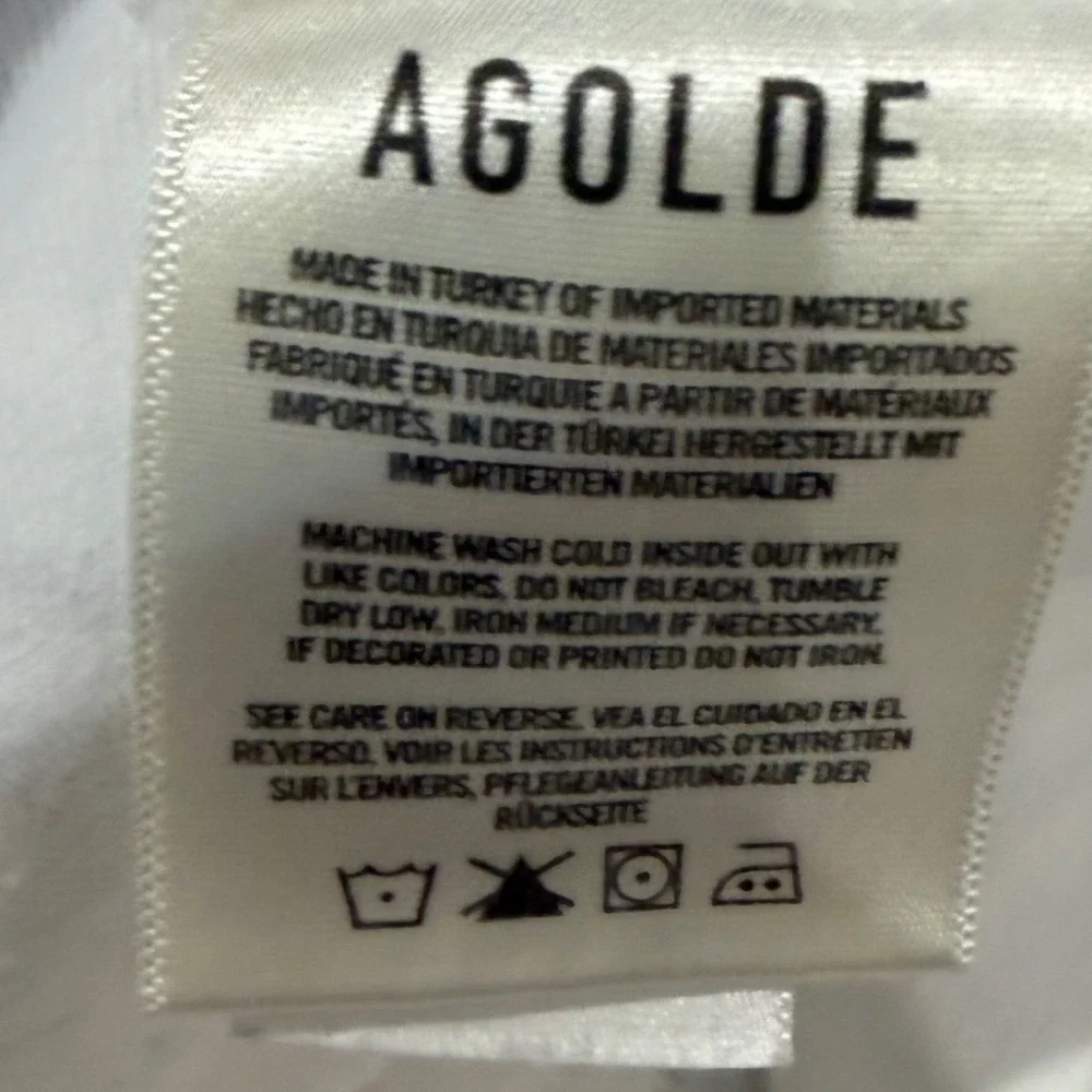 AGOLDE Mid-Rise Cut-Off Denim Shorts Repose White Button Fly Parker 26